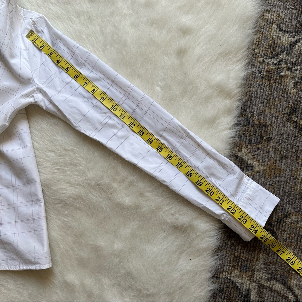 Theory- White Windowpane Plaid Button Up Shirt - image 7